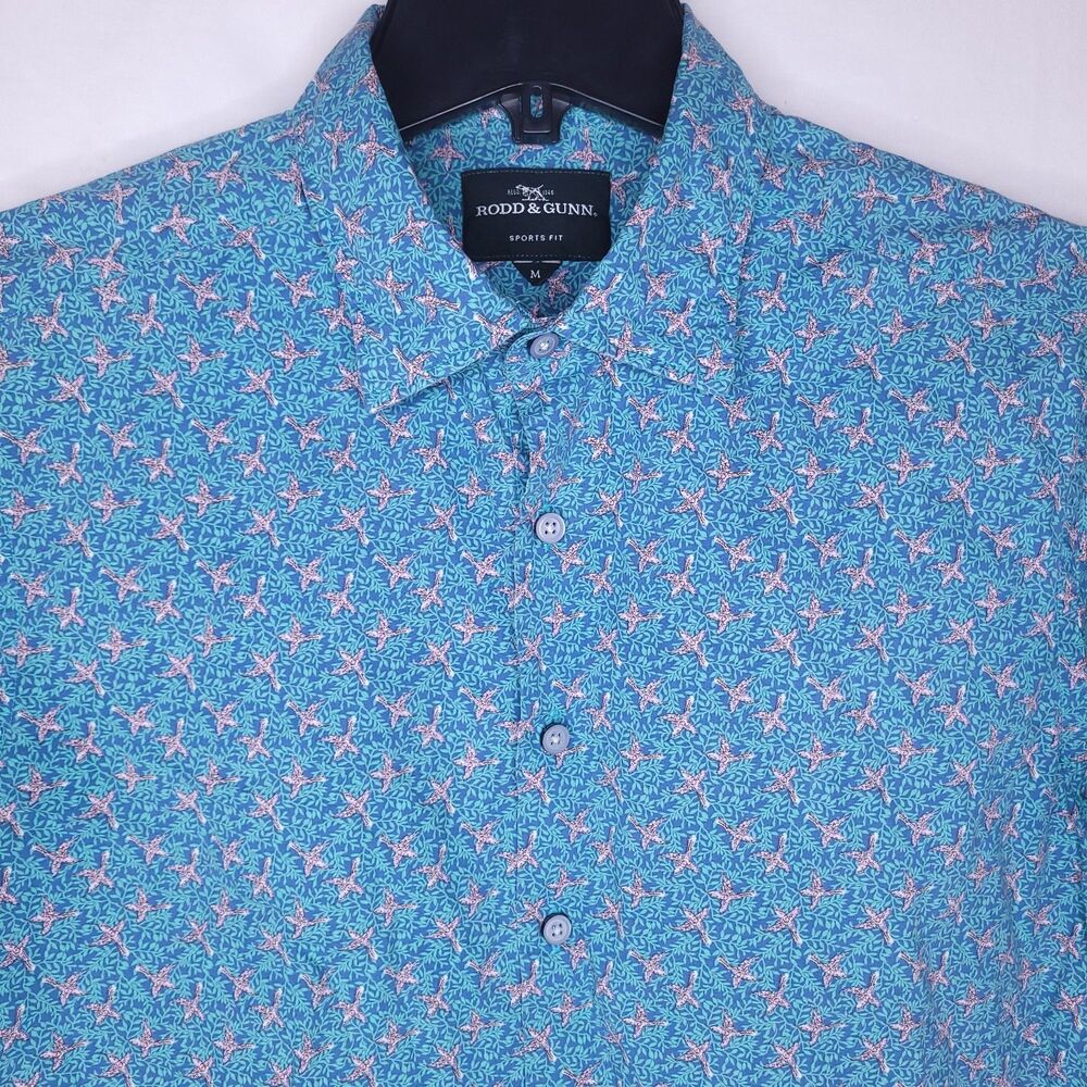 Rodd & Gunn Shirt Mens Medium Bird Print Sports Fit